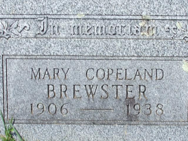 Mary Copeland Brewster stone 1906-1938